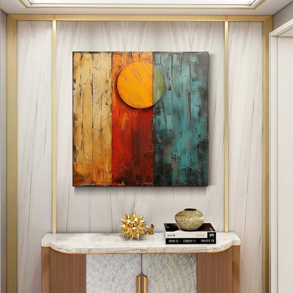 Blue Abstract Oil Painting Thick Textured Hand Painted On Canvas Wall Art 31in