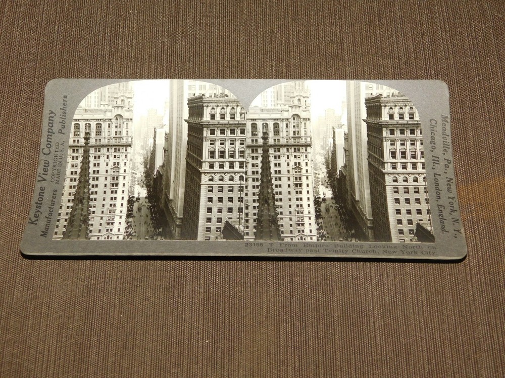 VINTAGE STEREOVIEW STEREOSCOPE CARD EMPIRE STATE BUILDING NEW YORK CITY