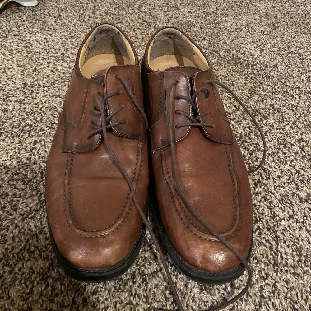 SAS Men's Brown Leather Oxford Lace Up Dress Shoes Round Toe Size 10.5M