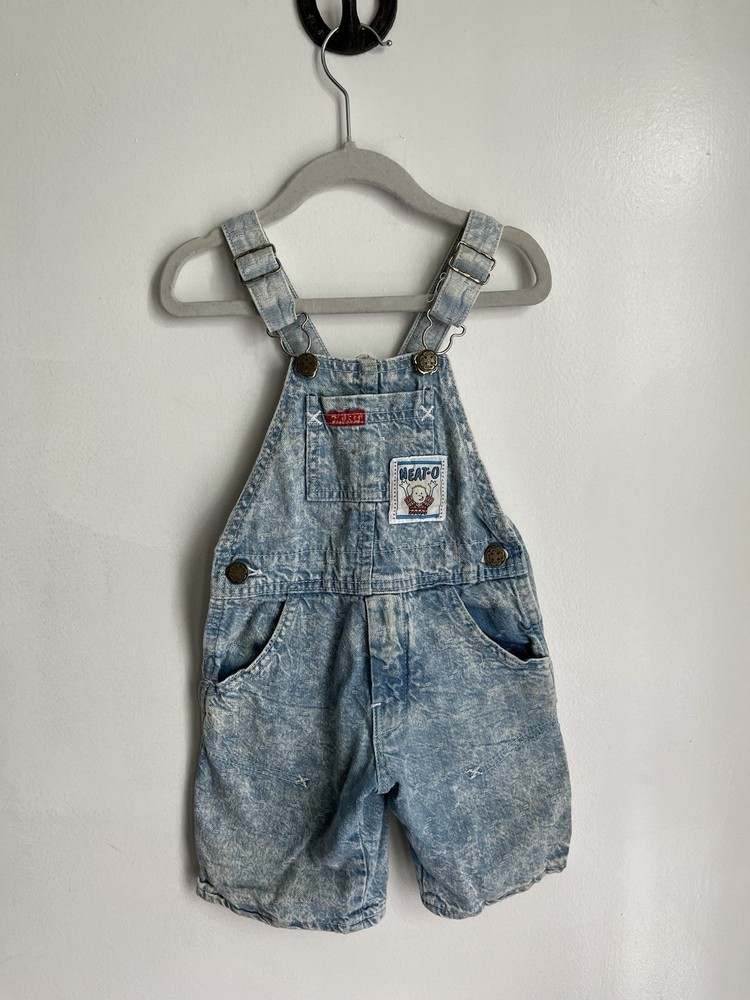 Vintage Oshkosh B'gosh Denim Jean Shortall Overalls Boy Girl Toddler Size 24 Mon
