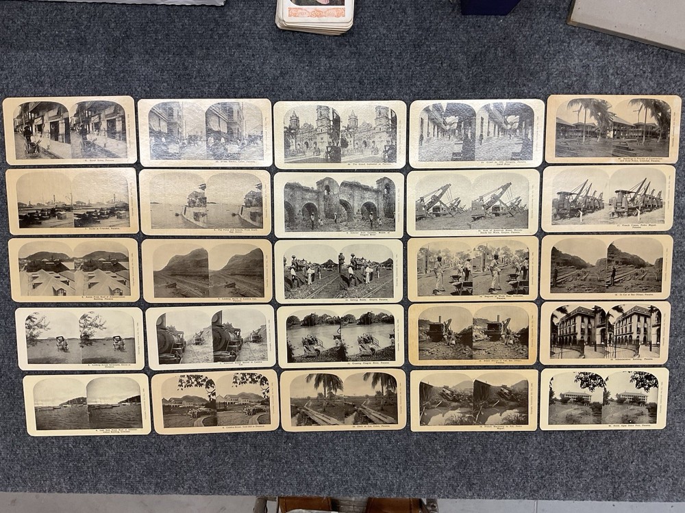 1906 Continental Art Co. Panama City Canal Stereoview Card Set Of 25