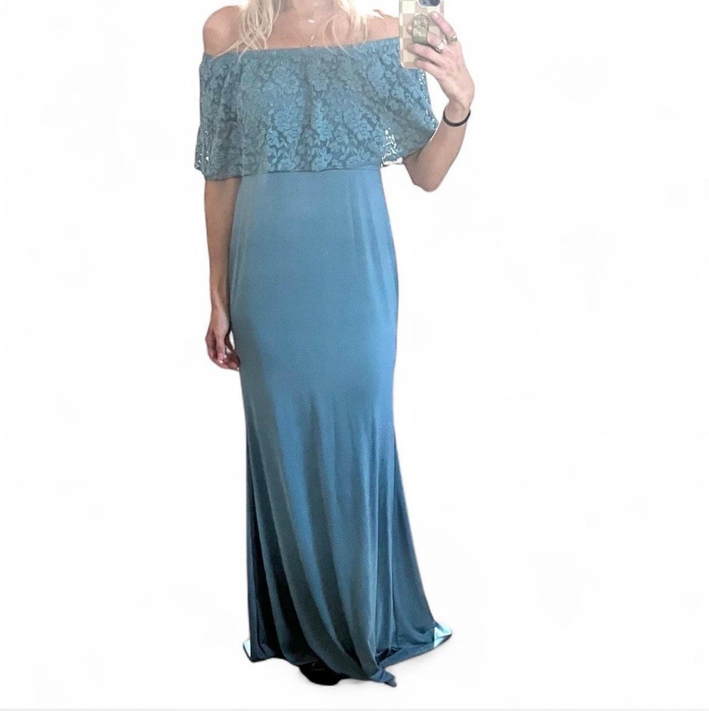 Blue Lace off The Shoulder Maxi Dress Size M