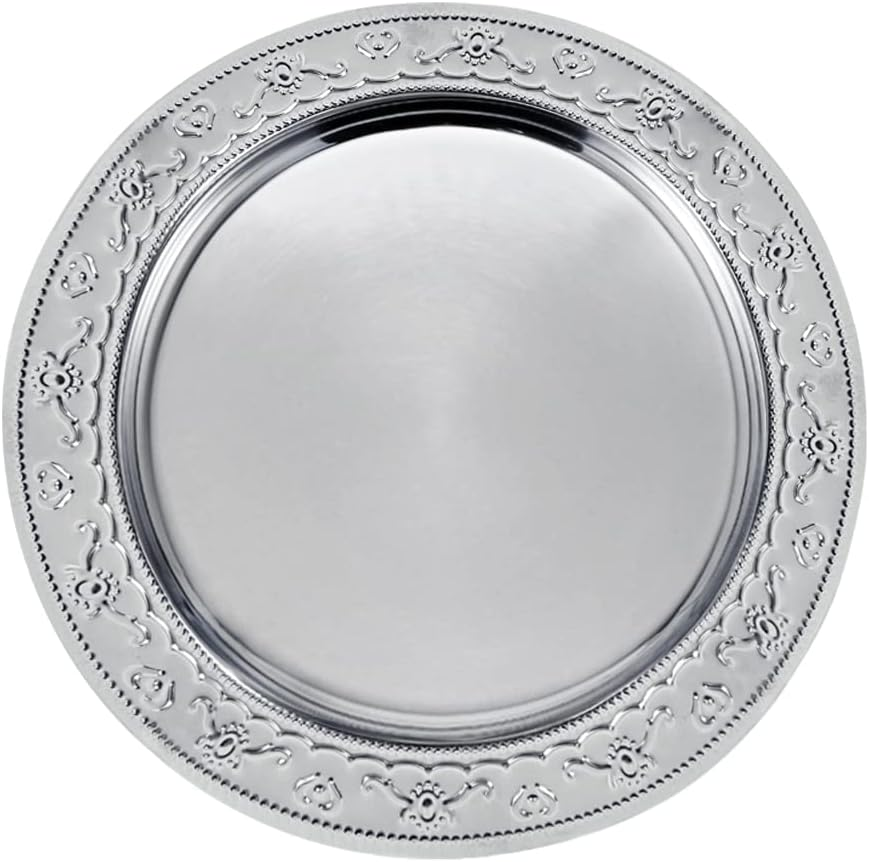 13-Inch Stainless Steel Charger Plates, 6Pcs Silver Dinner Plate Chargers round