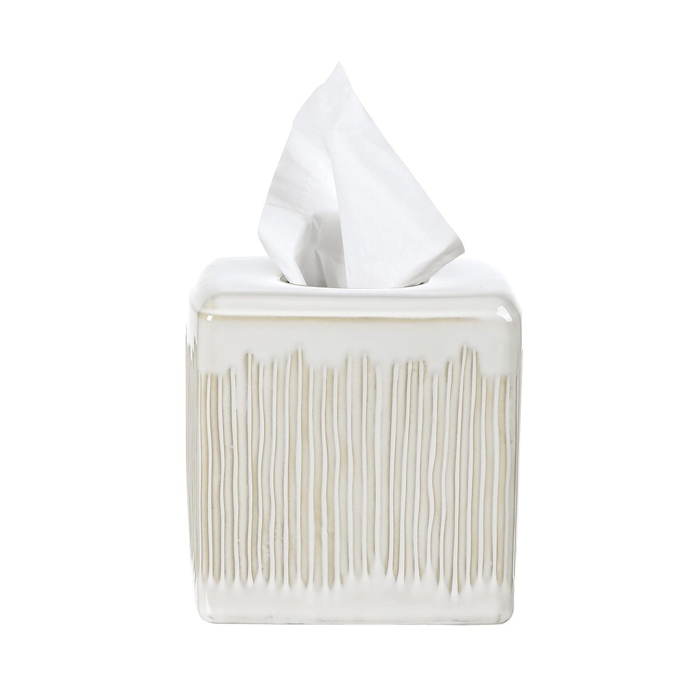 Motifeur Bathroom Accessories - Ceramic Tissue Holder Decorative Ivory