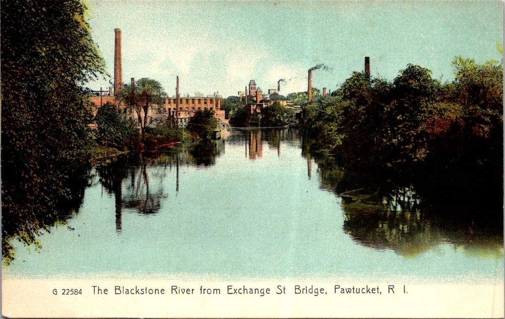 Pawtucket Rhode Blackstone River Exchange Street Bridge Rotograph Postcard 31271