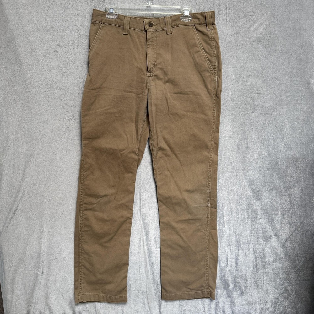 Carhartt Pants Mens 33x32 Brown Relaxed Fit Canvas Work Utility Khakis Pockets