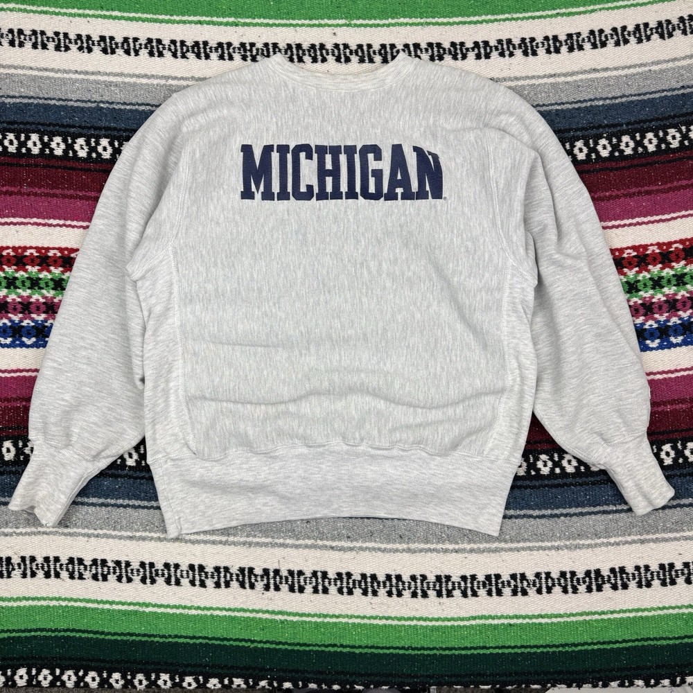 VTG 90s Michigan Wolverines Mens S Champion Reverse Weave Gray Sweatshirt (read)
