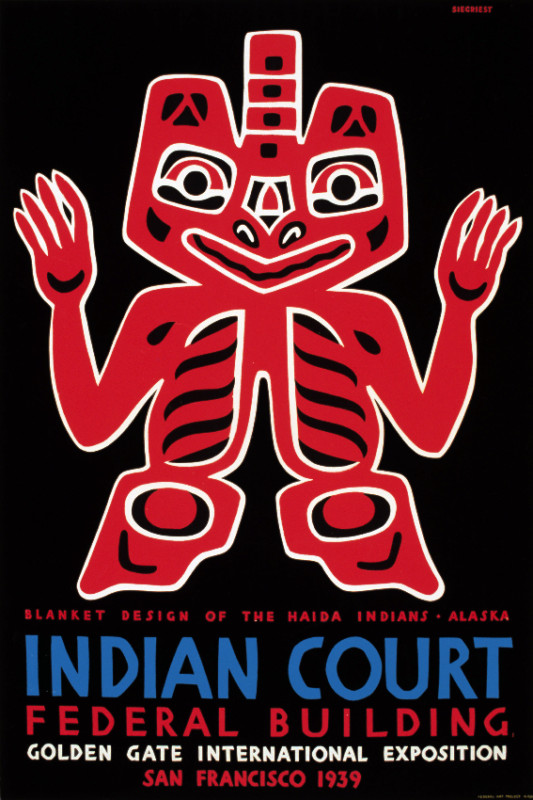 Vintage POSTER.Home wall.Indian Court.San Francisco 1939 Deco.585