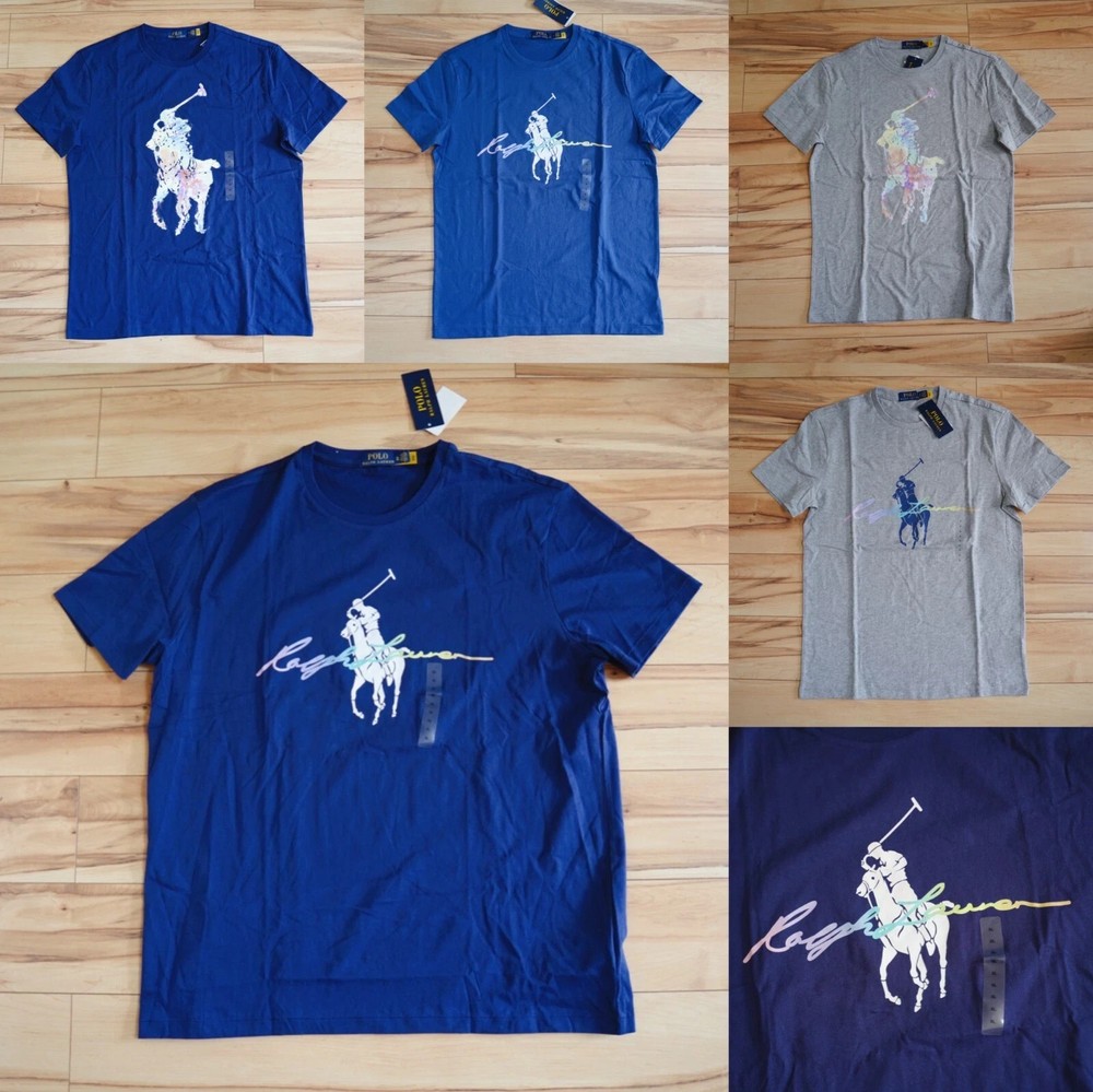 NEW POLO RALPH LAUREN T SHIRT MENS BIG PONY RAINBOW PASTEL GRAPHIC RARE