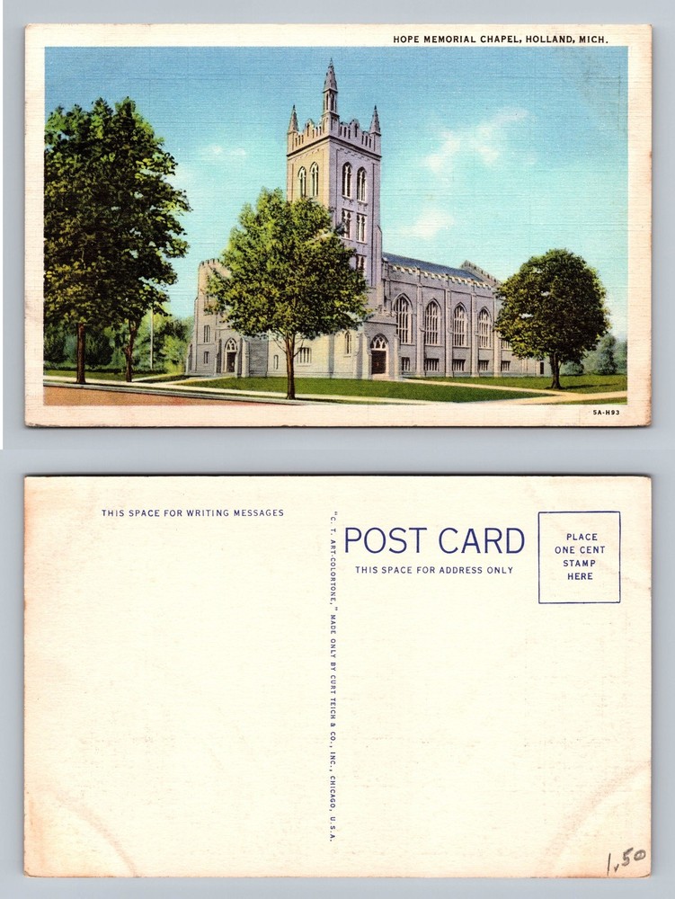 Holland, MI-Michigan, Hope Memorial Chapel Scene PC Vintage Postcard