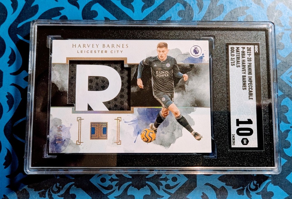 2019 EPL Panini Impeccable Harvey Barnes RC Match worn patch/15 SGC 10 Newcastle