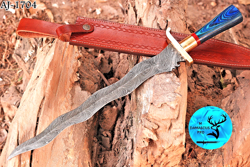 CUSTOM MADE HAND FORGED DAMASCUS STEEL KRIS BLADE HAMBERGE SWORD 1704