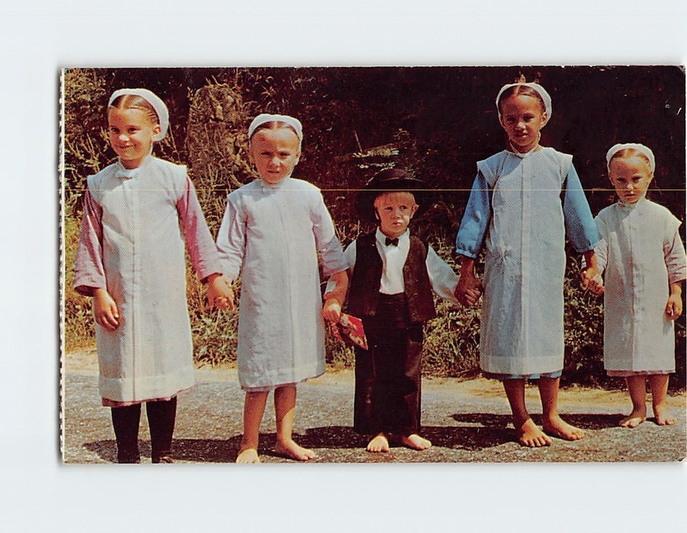 Postcard Amish children, Greetings From 