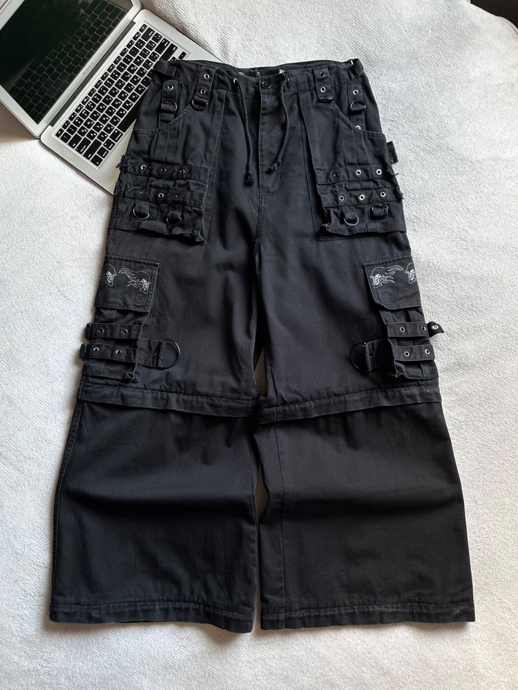 Rare Mercy Y2K Bondage Cyber Punk Rave Goth Distressed Wide Cargo Pants