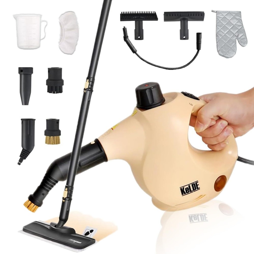 Pressurized Steam Cleaner With Extension, 12 Accessories 1300w Handheld Natur...