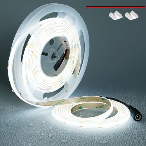TOPAI 12V COB LED Strip Light 6000K Cool White Waterproof IP65 480LEDs/M Supe...