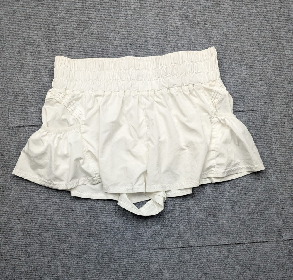FP Movement Get Your Flirt On Shorts Womens Medium White Lined Running Athletic