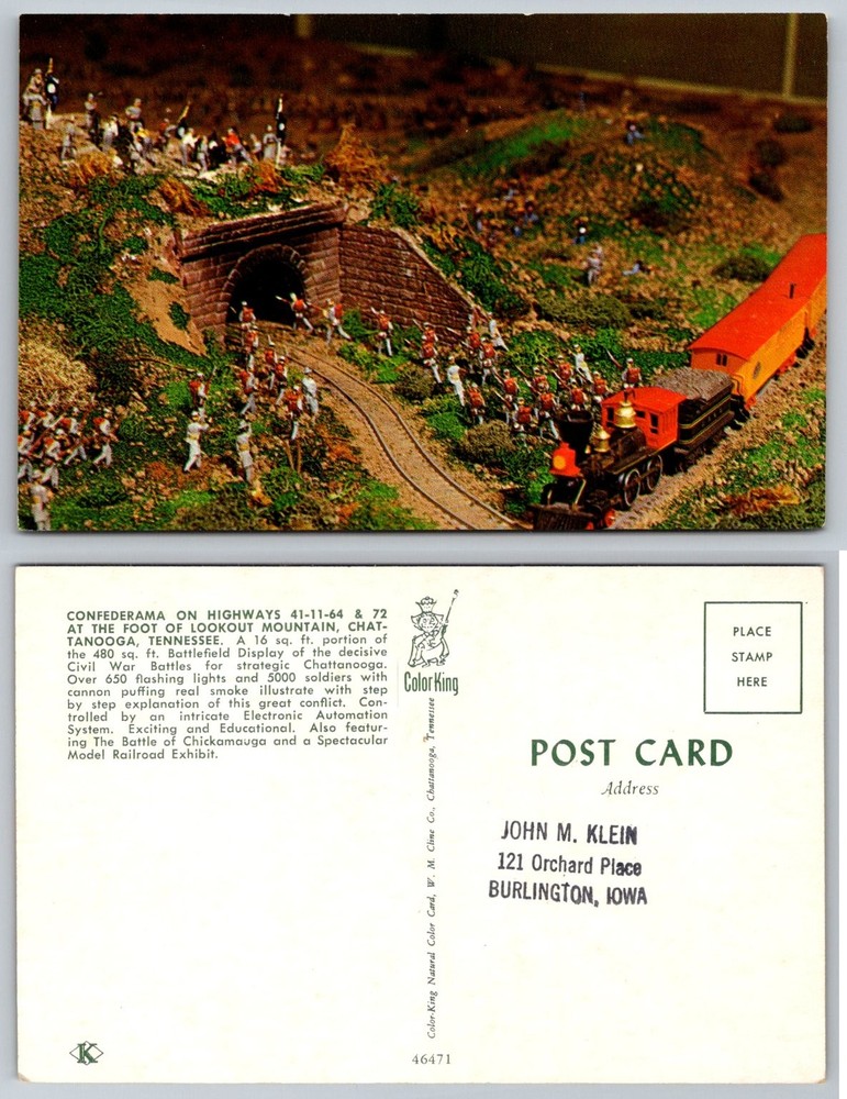 Confederama Lookout Mountain Chattanooga TN Civil War Model Railroad Postcard