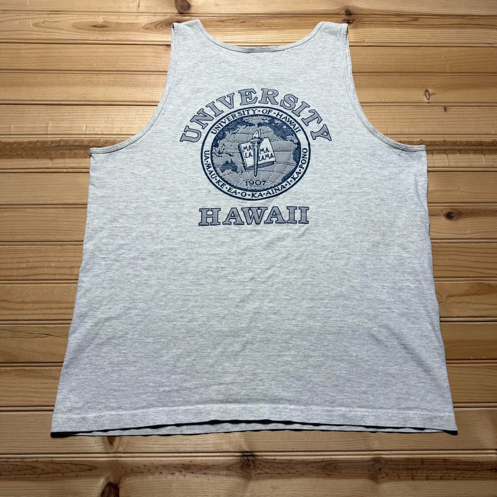 Vintage 90s University of Hawaii Logo Graphic Heather Tank Top USA Made Men's XL