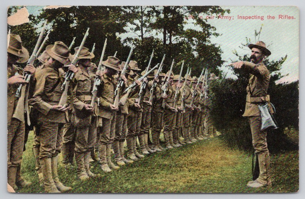 WWI Era US Army Inspecting Rifles Military Postcard The Royal Series Germany