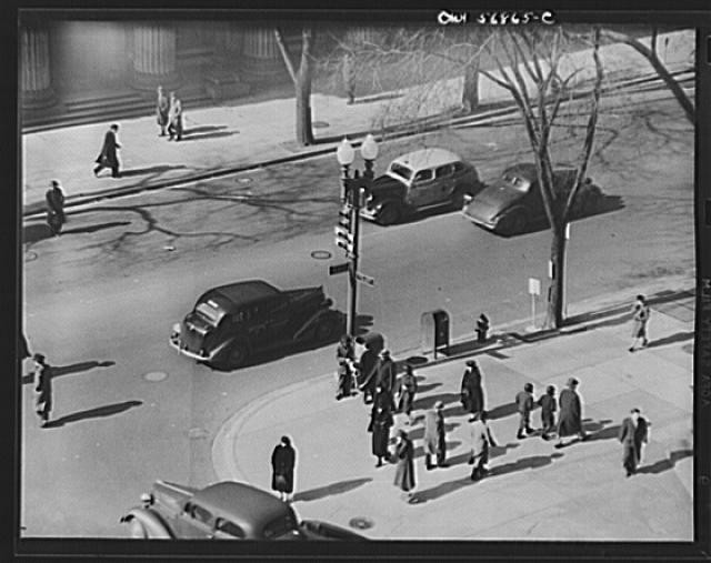 Washington DC 1939 National Savings Bank Co Street Scene Cars Pedestrians