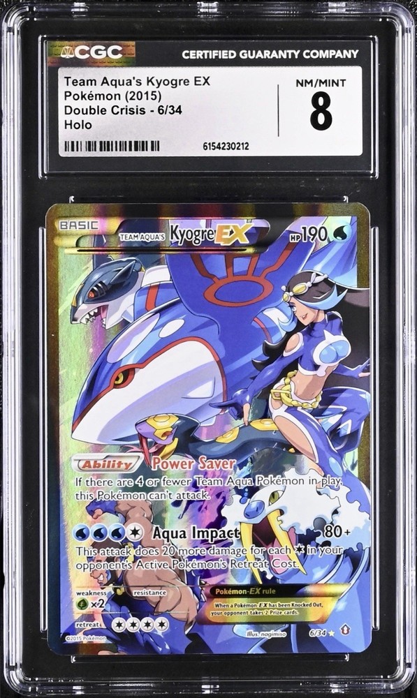 Pokémon Team Aqua's Kyogre EX 6/34 Double Crisis Full Art - CGC 8 NM/Mint