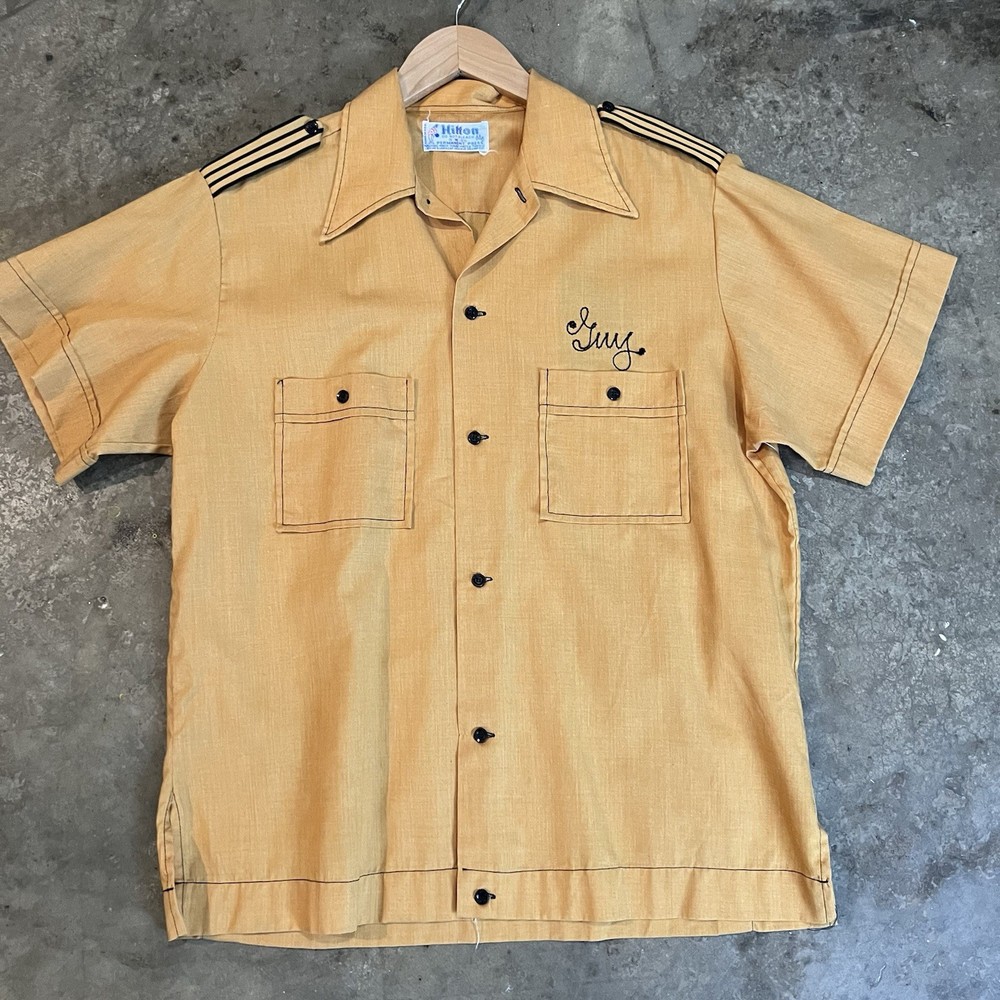 Vintage 50s 60s Hilton bowling shirt men’s medium chain stitch Bill Beckman Real