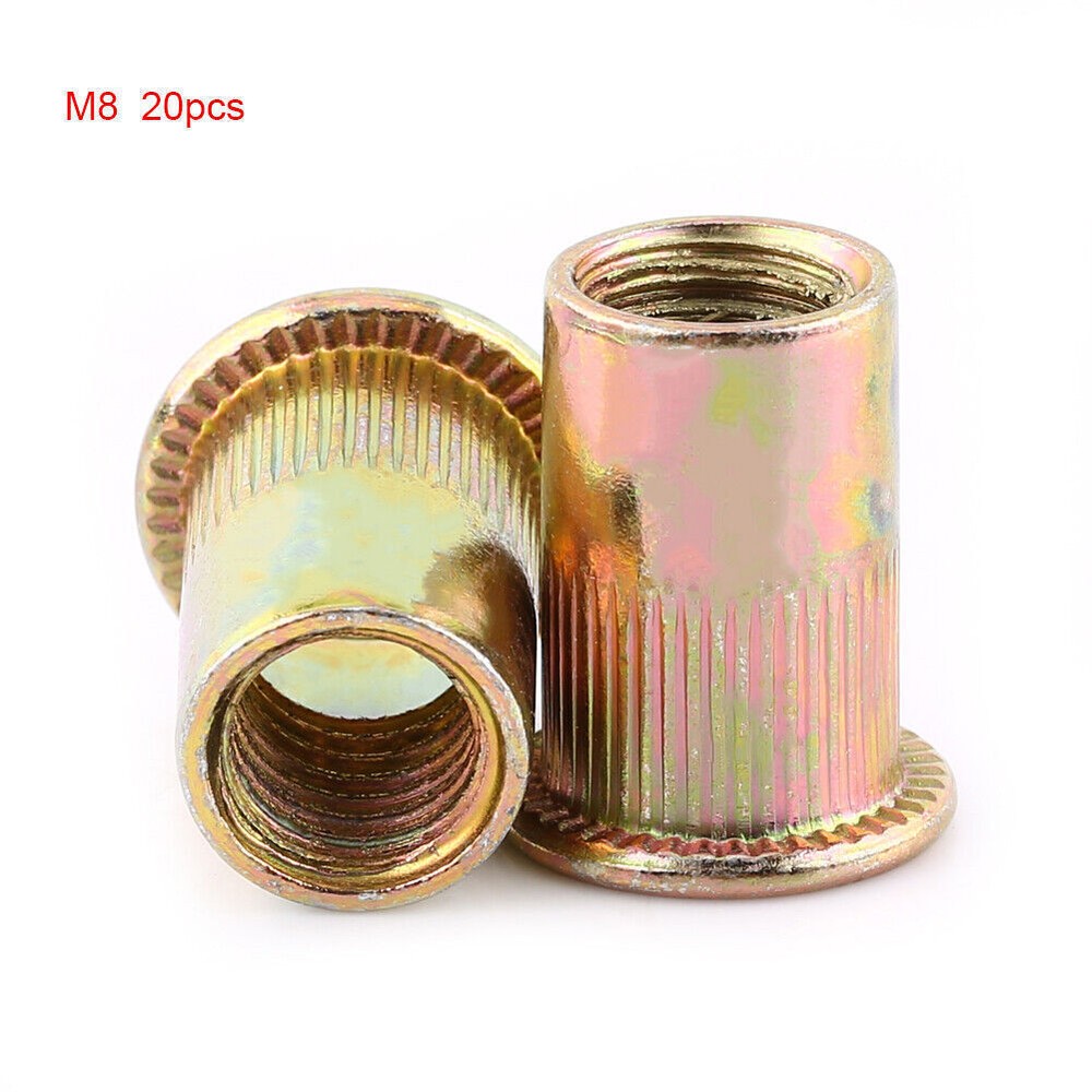 M3-M12 Carbon Steel Flat Threaded Rivet Nut Flange Rivnut Nutsert Fastener(M8x20