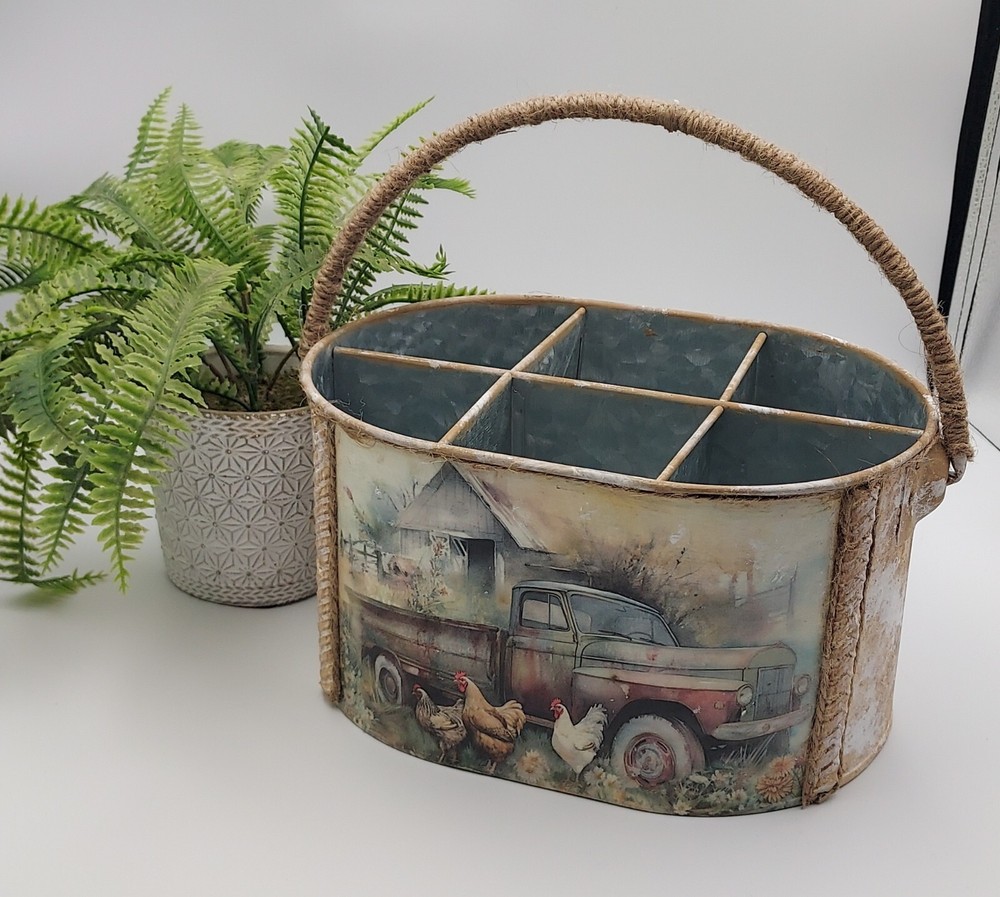 Country Kitchen Organizer. Farm Truck, Chickens, Double Sided Farmhouse Decor