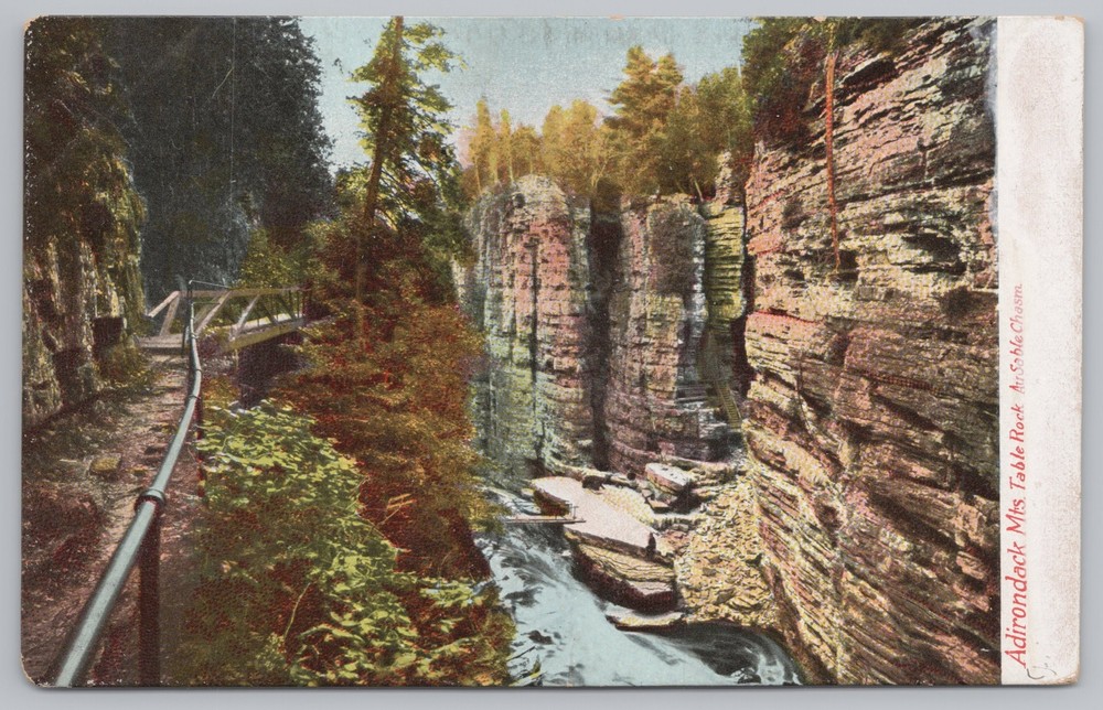 Adirondack Mountains~Tablerock~AuSable Chasm~Hugh C Leighton~PM 1907 Postcard