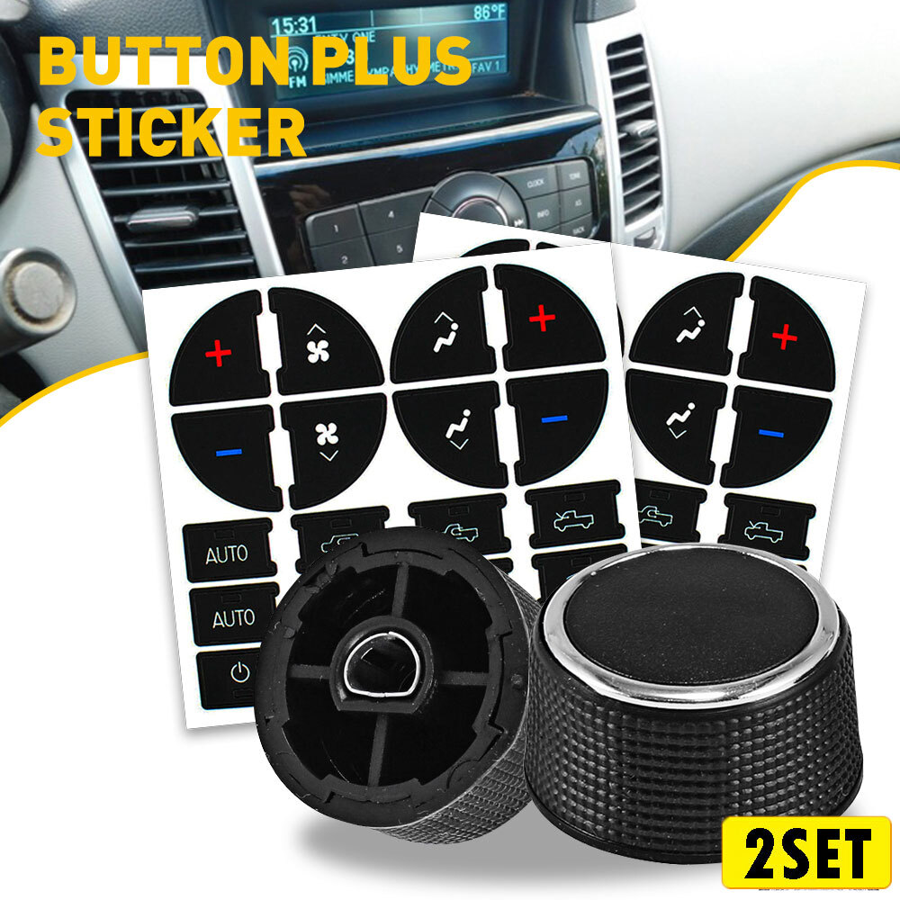 (Car Interior A/C Climate Control Audio Knobs + Radio Button Repair Sticker ) x2