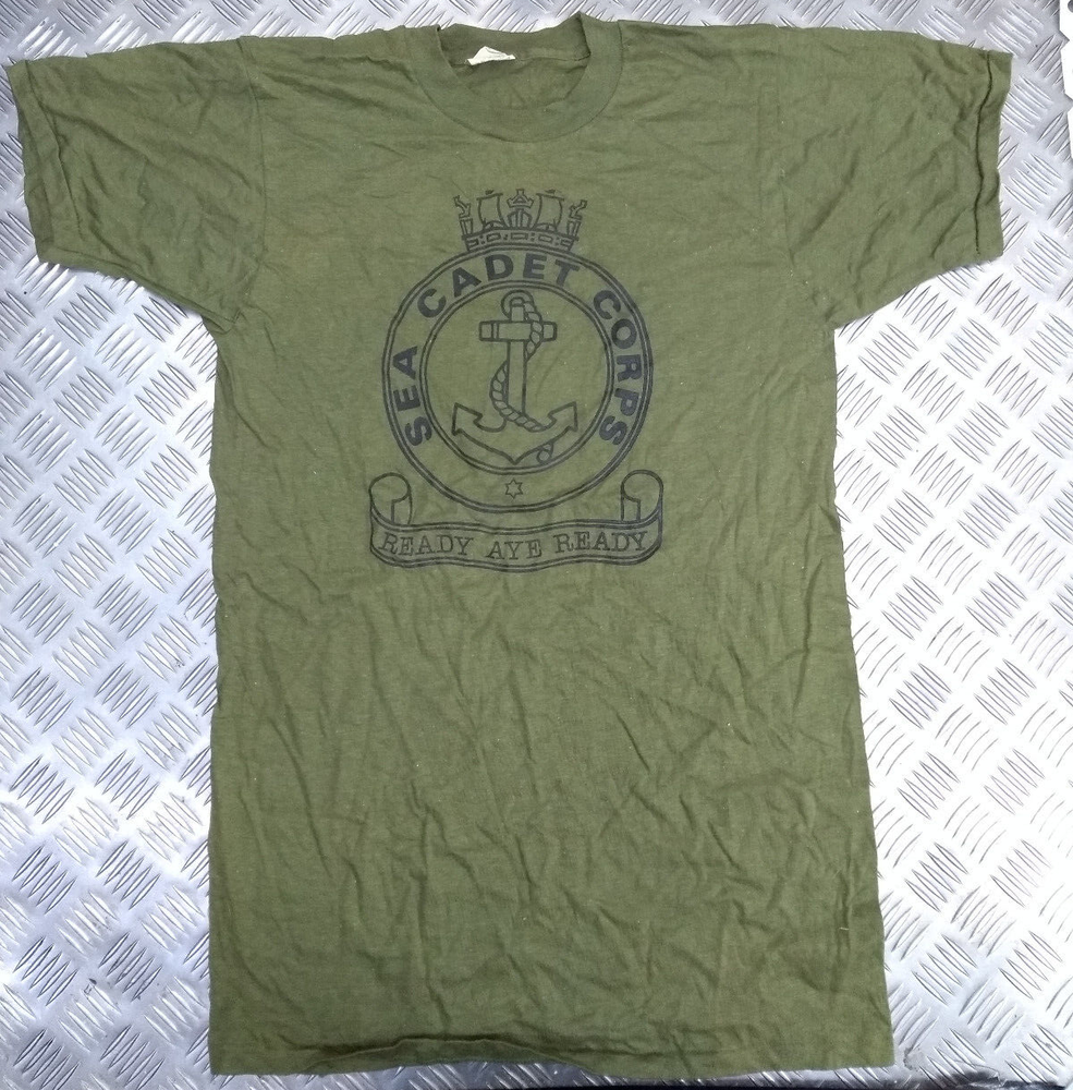 Green Poly /Cotton T-Shirt Size Medium with Sea Cadet Corps Symbol Print