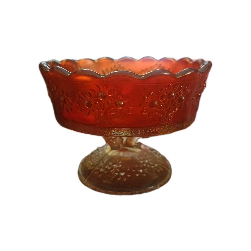 Vintage Marigold Carnival Glass Iridescent Sherbet Dish 4”
