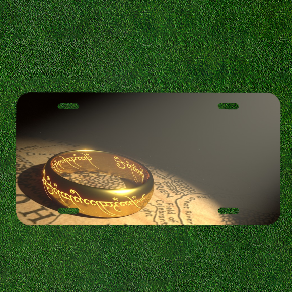 Custom Personalized License Plate Auto Tag With Golden Ring Design Add Names
