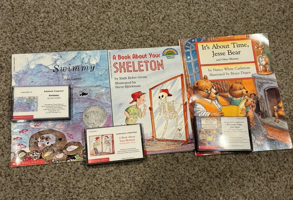 3 Scholastic Book & Cassettes  About Your Skeleton-Swimmy-About Time Jesse Bear