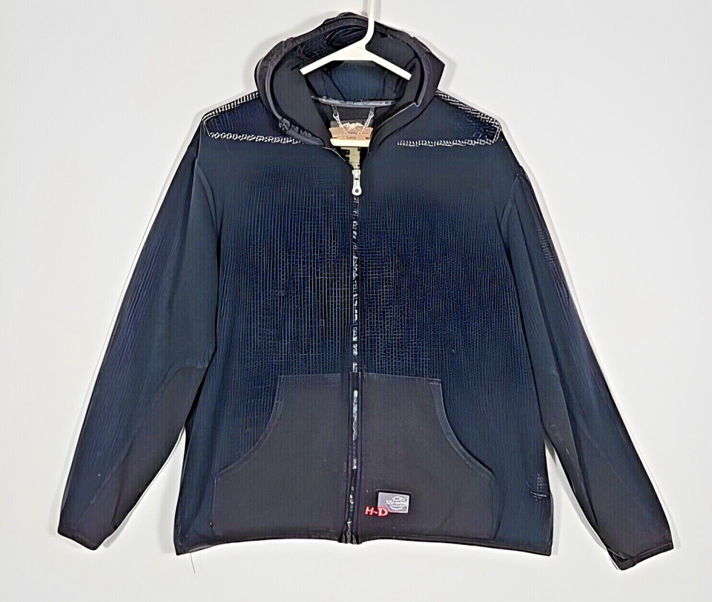 Harley Davidson Women's Full Zip Waffle Knit Black Hoodie Size XL Motorcycle USA