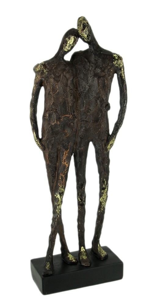 Zeckos Textured Brown and Metallic Gold Friends Abstract Statue