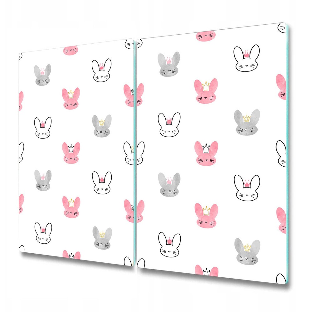 Glass Kitchen Chopping Board Bunny Revolution Sweet Pink and grey Bunnies Baby