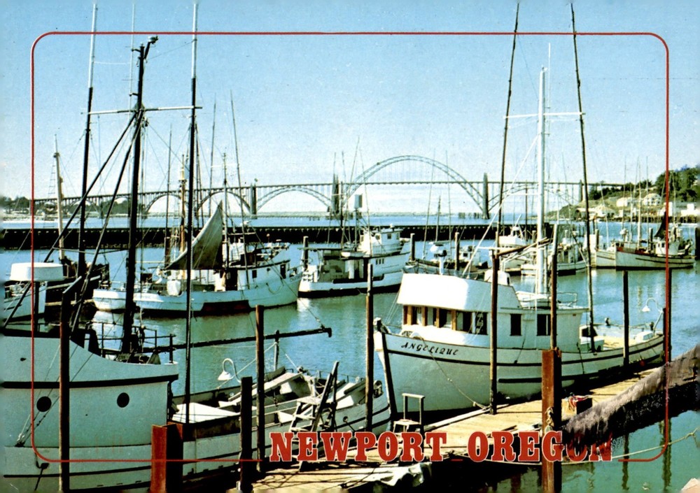 Newport, Oregon - Fishing Fleet and Waterfront Postcard