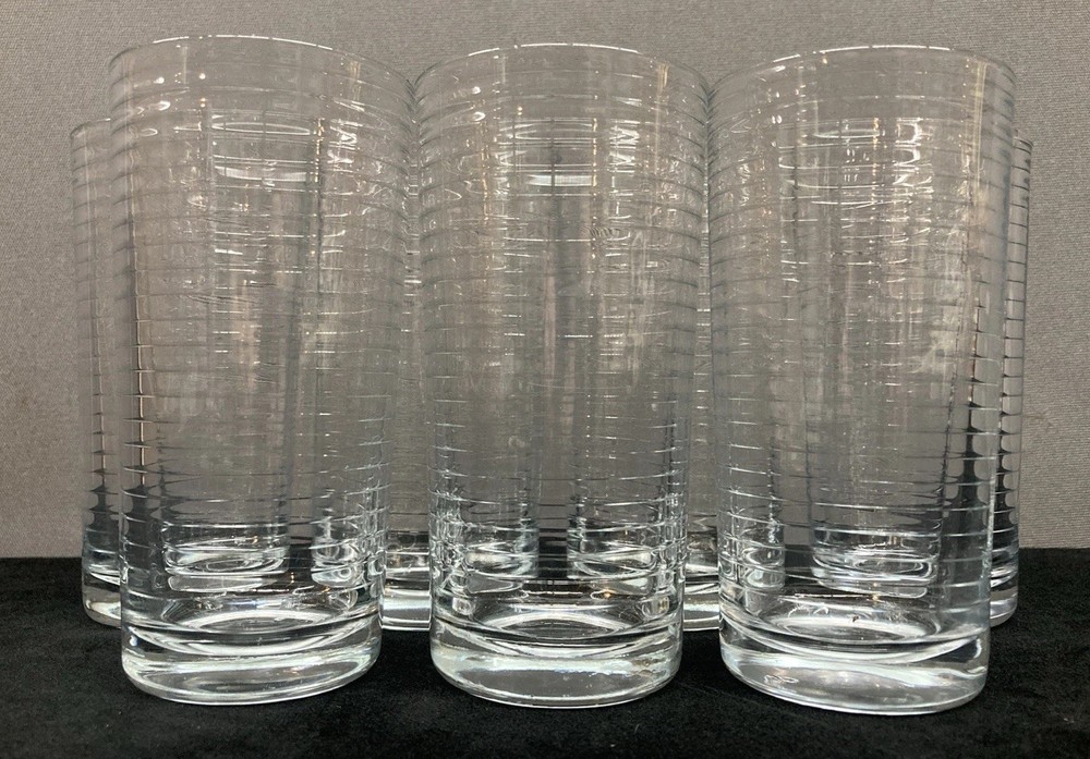 Pasabace Doro Clear Ribbed Glass Tumbler Glasses 8oz Set of 7