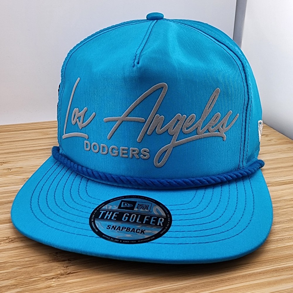 Los Angeles Dodgers Golfer Hat, Blue Metallic Nylon Cap, New Era, Snapback RARE