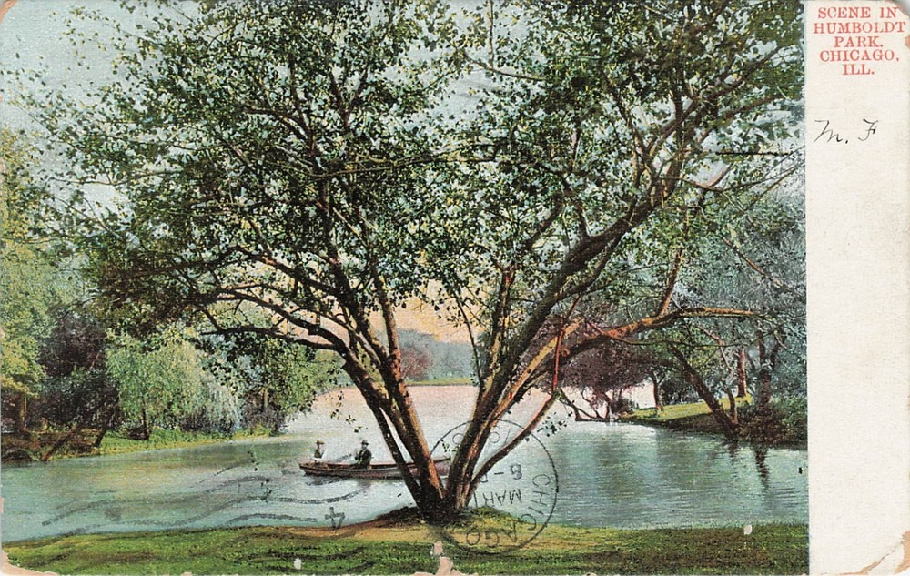 1908 Scene in Humboldt Park Chicago Illinois Posted Undivided Back Postcard