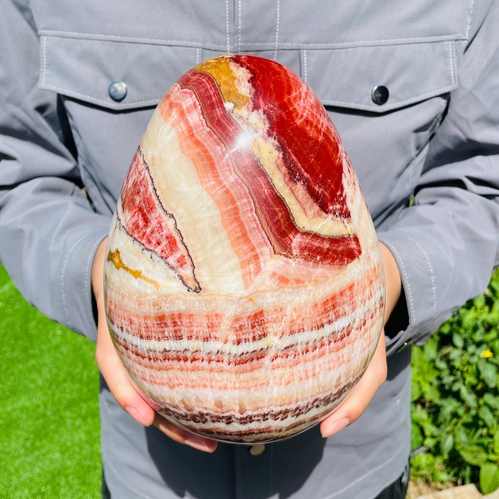 15.08lb Large Natural Rhodochrosite Pork Stone Crystal Egg Specimen Healing