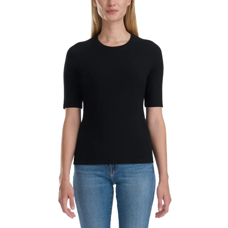 Splendid Women's Ribbed Elbow Sleeve Top, Black, Size: Medium, New