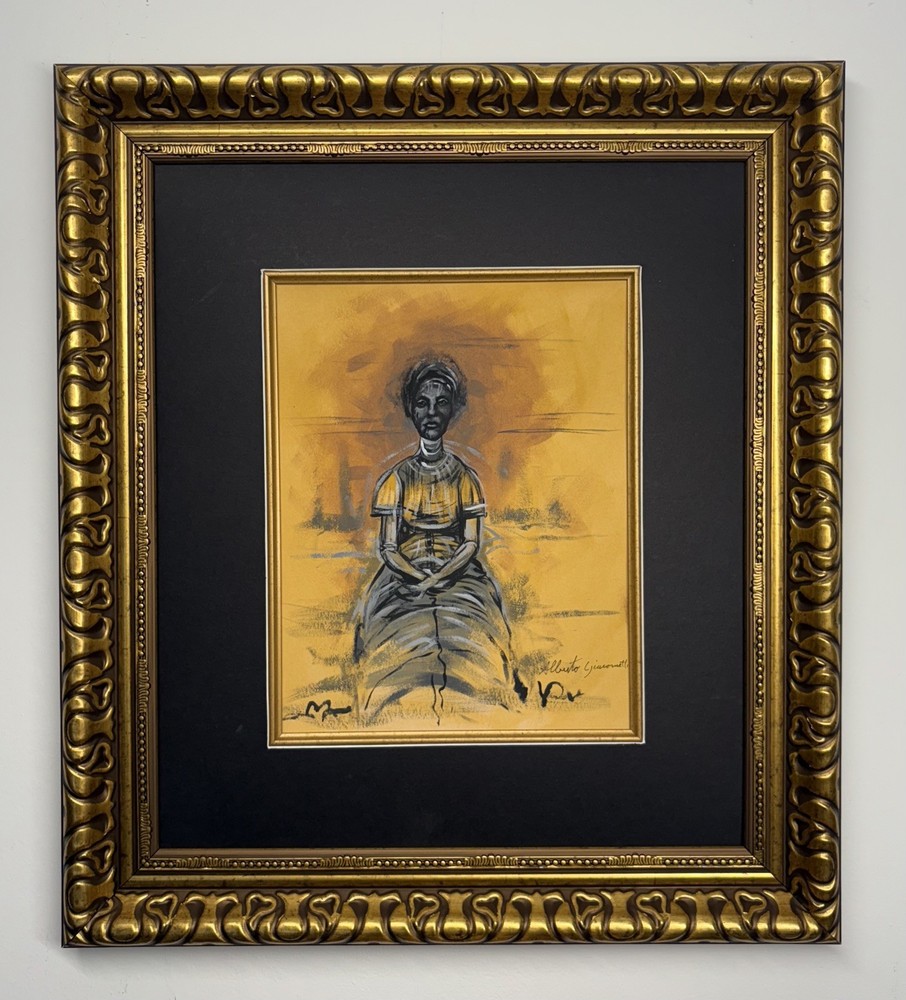 Alberto Giacometti Mixed Media Art  Matted & Framed  Hand signed Attributed Art