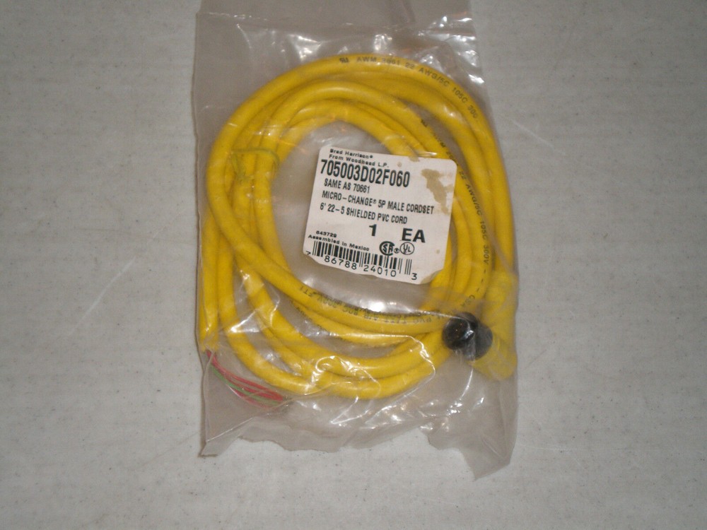 Brad Harrison 705003D02F060 Woodhead 70661 Micro-Change 5P Male 6' 22/5 PVC Cord