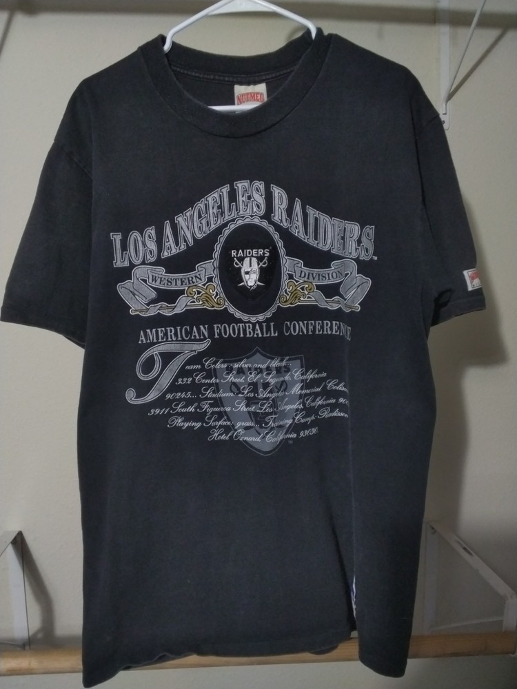 Vintage XL Los Angeles Raiders NFL Nutmeg Embroidered Patch T-Shirt 90s LA Nike