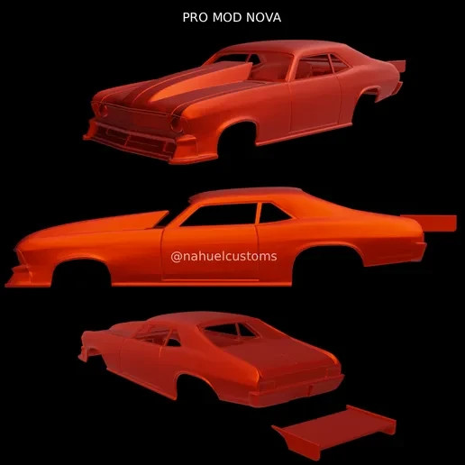 3D Printed Pro Mod Nova Drag Car Body 1/25 Scale