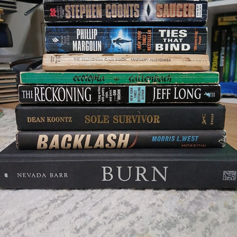 8 Adult Sci Fi/ Mystery/ Drama Novels: The Reckoning, Backlash, Burn, Etc.
