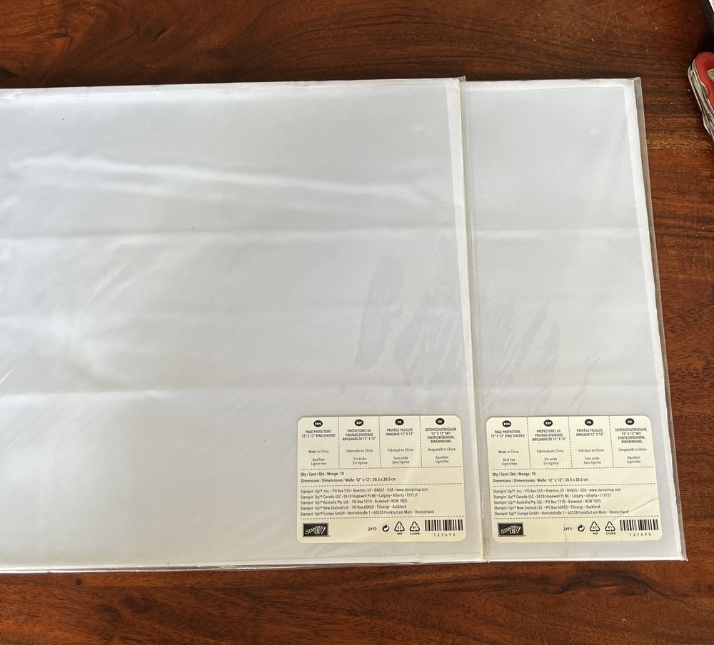 Stampin Up! 2 Packages Page Protectors 12x12 Ring Divided Sheet Protectors New